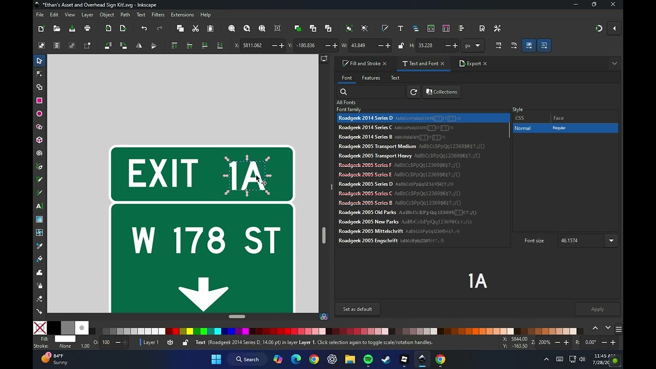 Timelapses of how I make overhead signs in Inkscape | Ggnn7567 YT