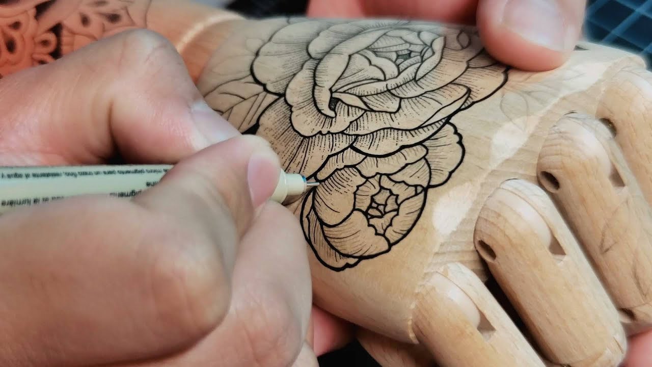 I can't get a tattoo, so I TATTOOED a wooden hand instead. . .