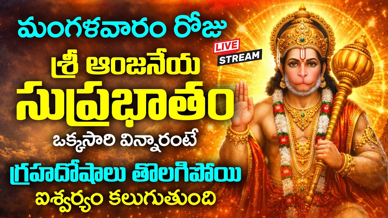LIVE : మంగళవారం రోజు ఆంజనేయ సుప్రభాతం వింటే గ్రహదోషాలు తొలగిపోతాయి | Hanuman Suprabhatam