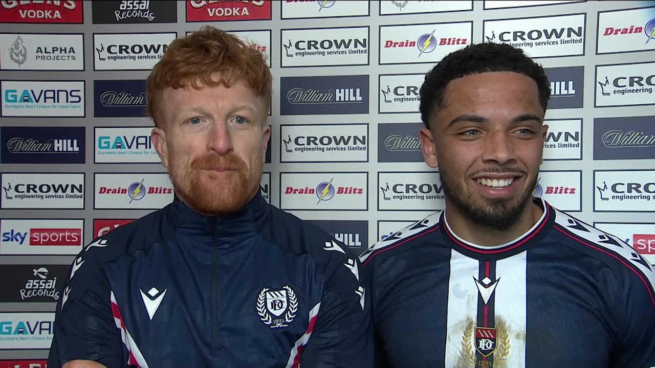 Dundee's Simon Murray and Ashley Hay react to a dramatic late derby draw