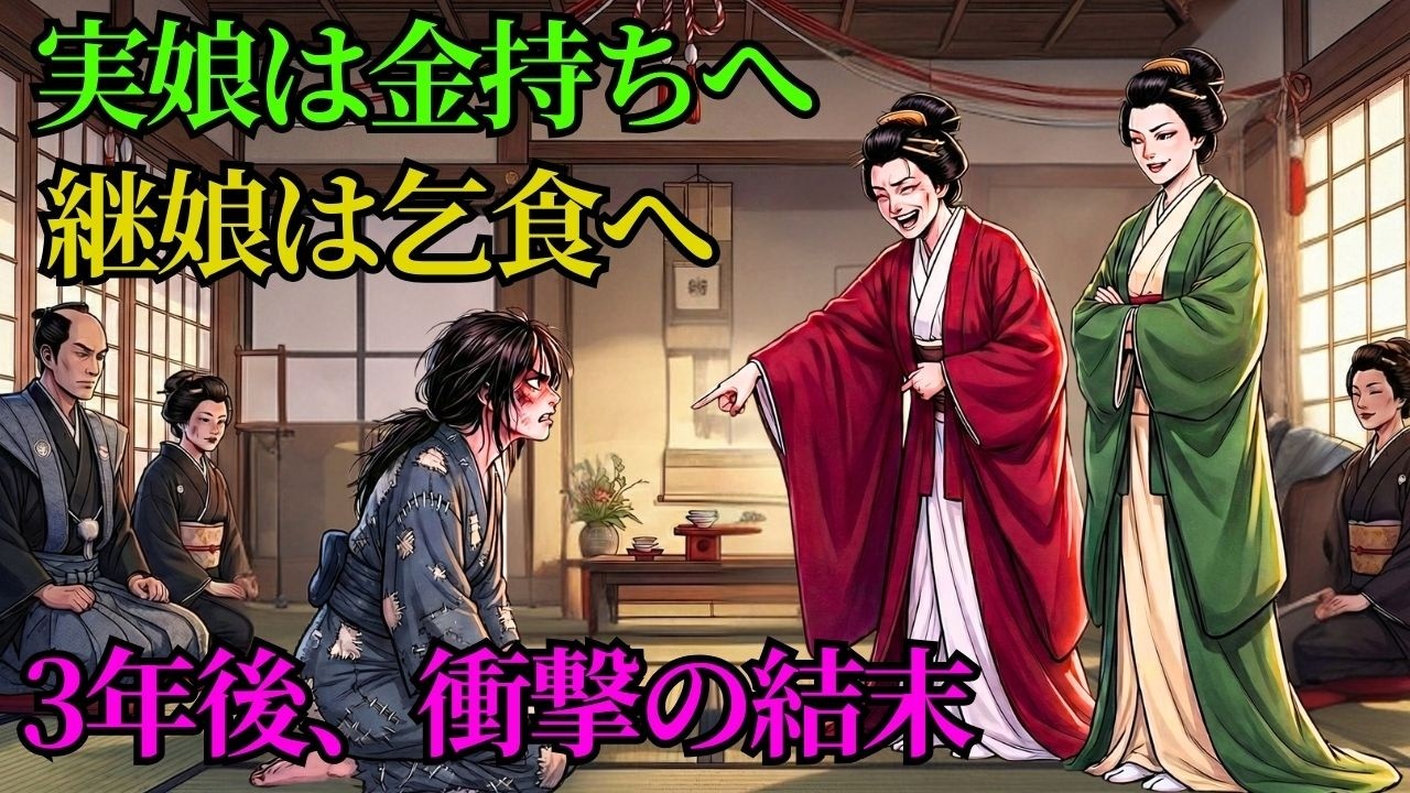実の娘は金持ちの家へ、先妻の娘は乞食の巣窟へ. 3年後、彼女たちの運命は鳥肌が立つ結末へ。| 昔話 | 江戸時代 | 時代劇