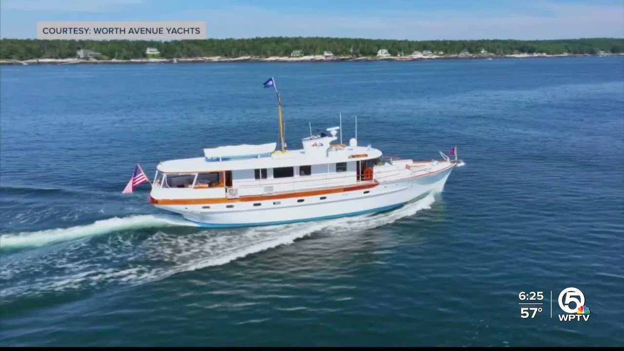 1958 houseboat up for sale at the Palm Beach International Boat Show
