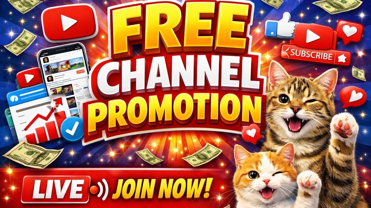 FREE CHANNEL PROMOTION LIVE 🔥 | Real Subscribers + Views | Grow Your YouTube Channel Fast 🚀