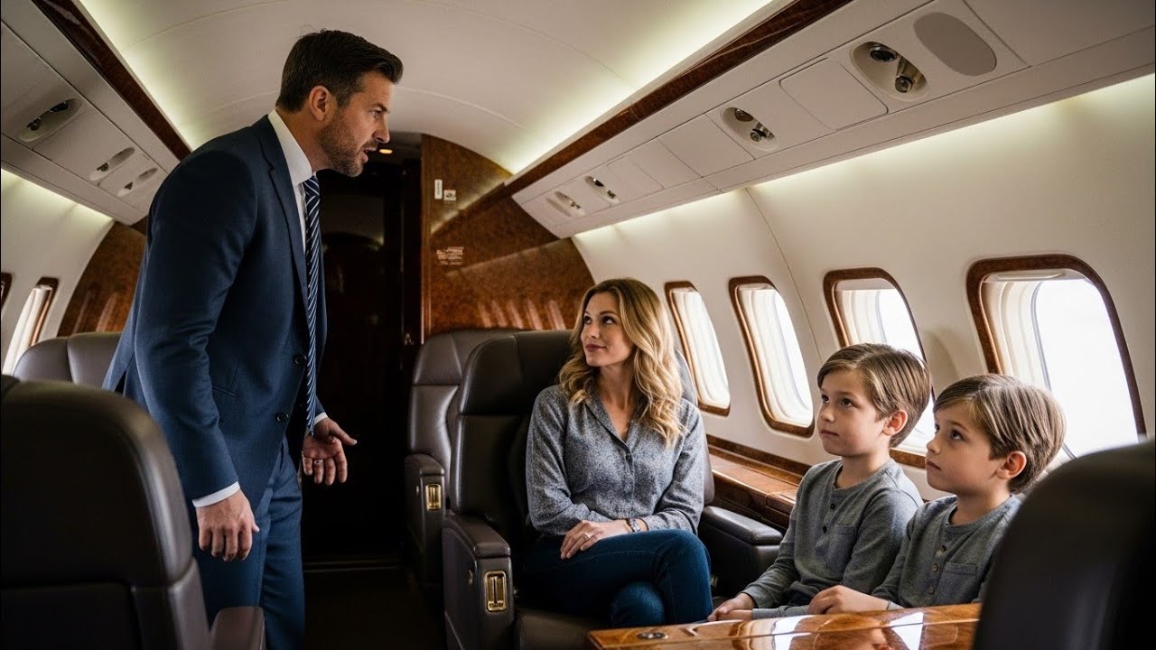 “En vuelo, un millonario enfurecido se paralizó al ver a su ex con sus dos hijos gemelos.”