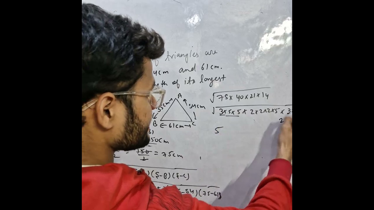 The sides of triangles are 35cm,54cm and 61cm find the length of its longest altitude #viral #maths 