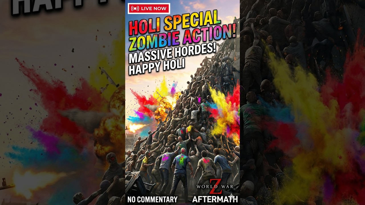 Happy Holi! Playing Colors with Zombies 🧟&zwj;♂️ | World War Z Aftermath Pure Action Live #shortsfeed