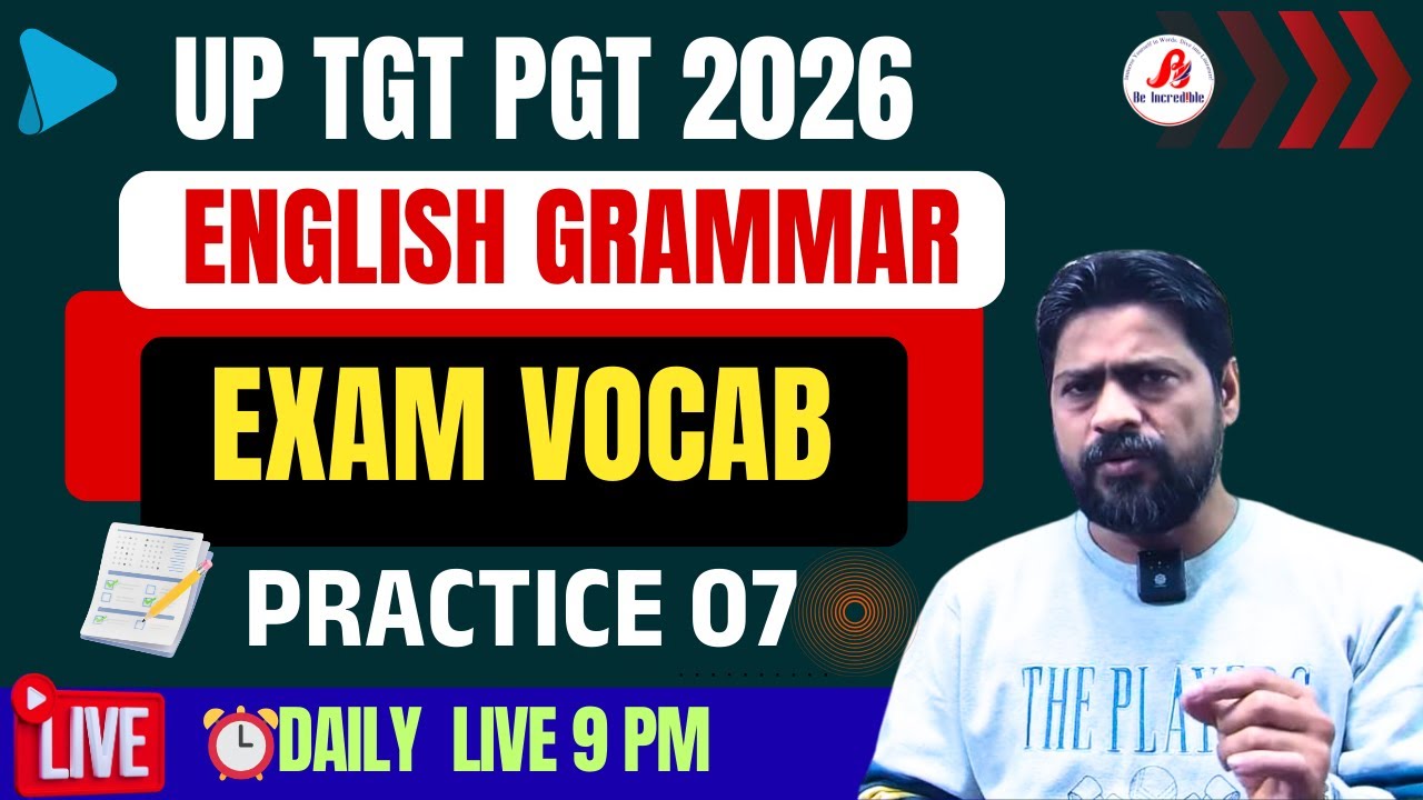 🔴 Test 7 | English Grammar | Exam Vocab | UP TGT PGT 2026