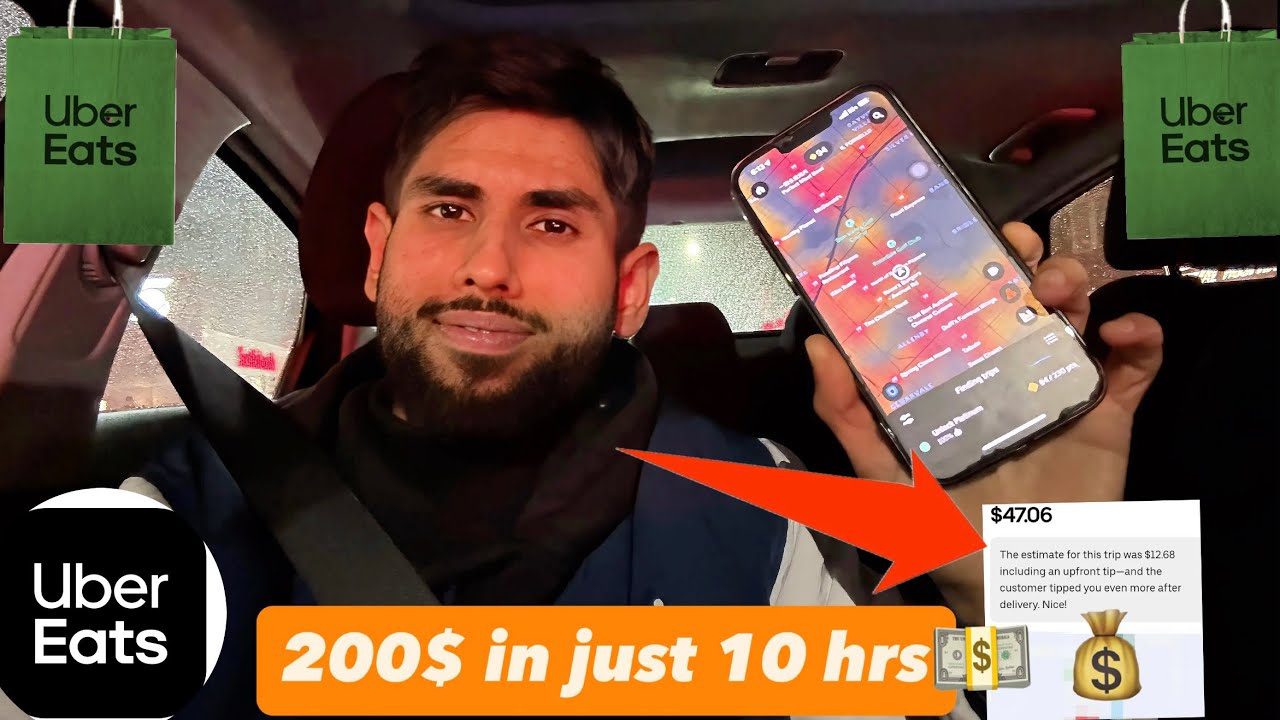 Earning 200$ By doing Uber eats in 10 hrs || UBER EATS CHALLENGE || UBER EATS INCOME REVEALED 💵