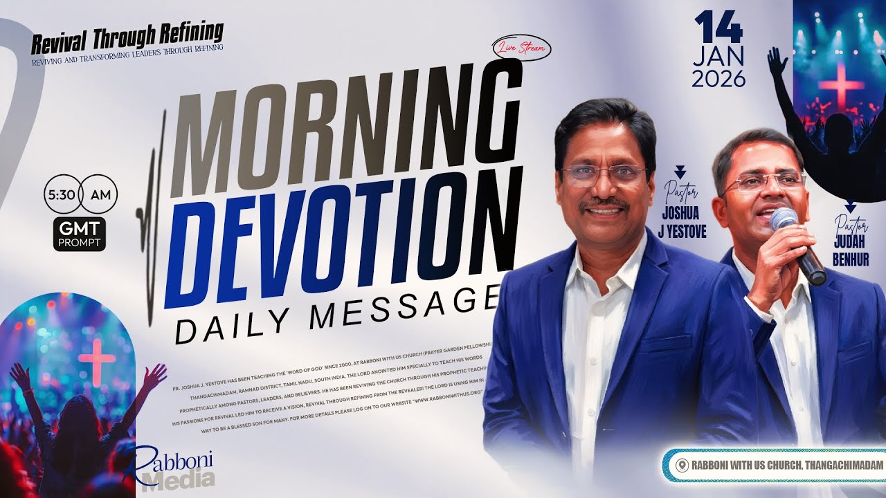 🔴 LIVE  || Morning Devotion || 14-January-2026 || Message by Pr  Joshua J  Yestove || Rabboni Media