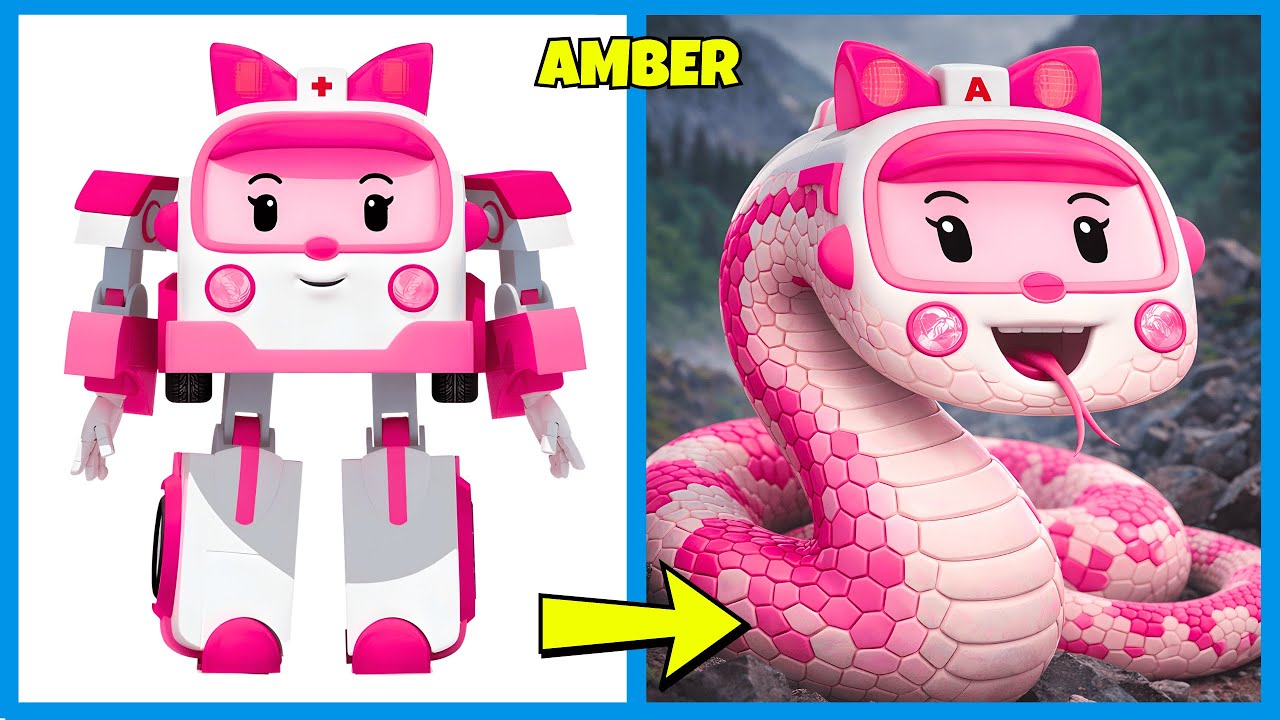 Robocar Poli Characters as SNAKE In Real Life + Guess the Voice Quiz | Roy, Amber, Poli, Helly