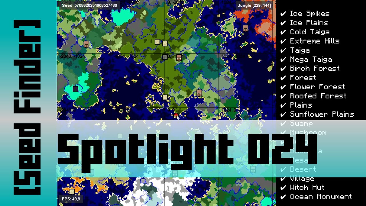 All Biomes within 2000 Blocks 7/20 Minecraft 1.9 [sZPeddy's Seed Finder] 24