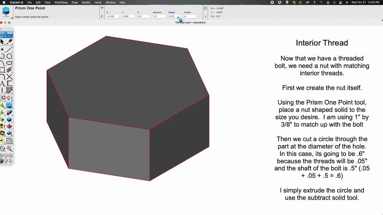 Creating Interior and Exterior threads with ViaCAD