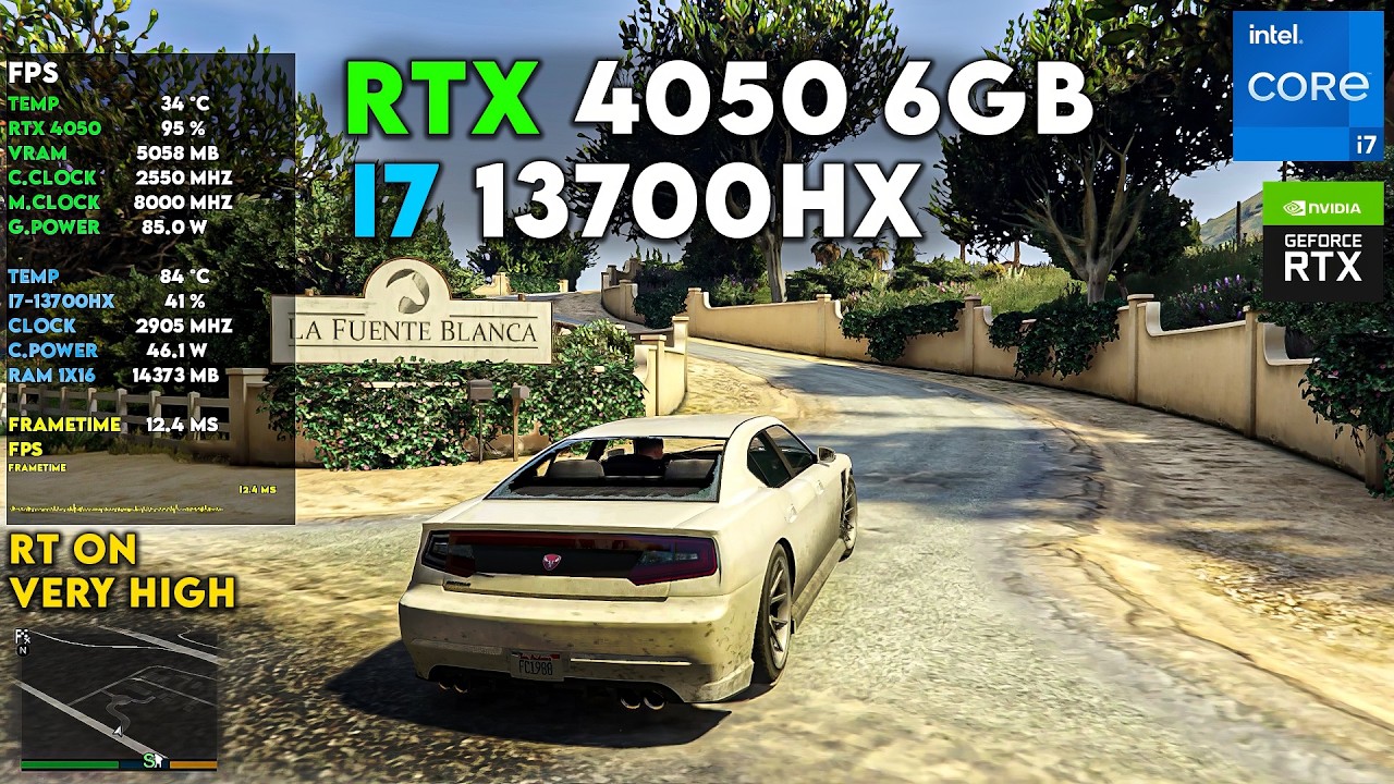 GTA 5 Enhanced (RT Ultra, очень высокие настройки) - RTX 4050 6 ГБ + I7 13700HX | Тест производит...