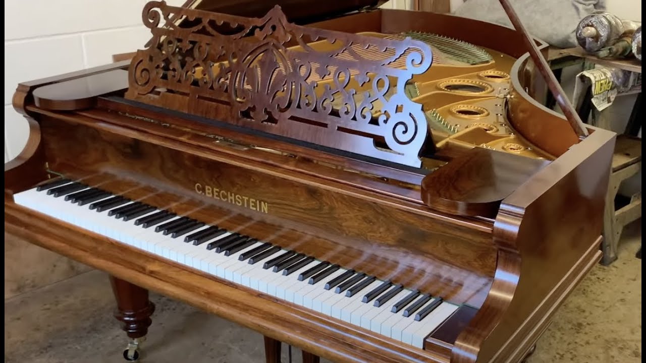 French polished Bechstein 200cm grand c1898 + home-made tool to regulate repetition spring