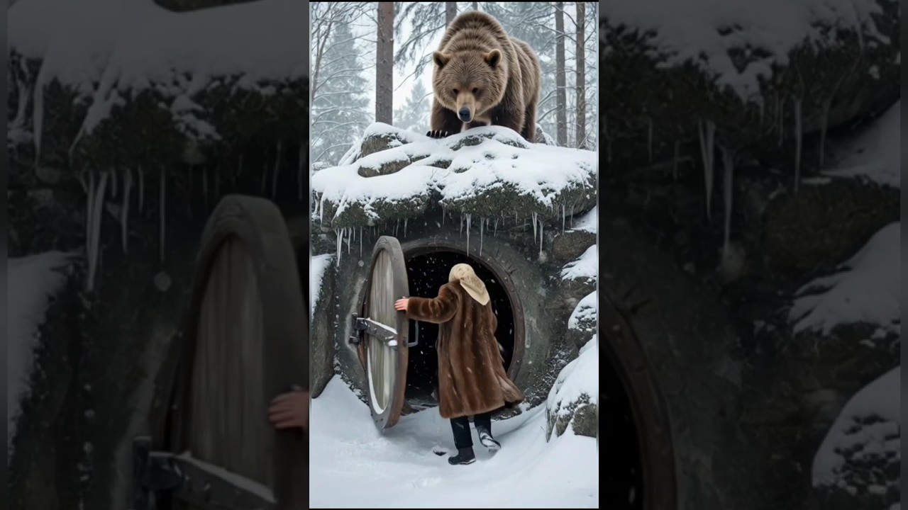 POV: Grandma's Hidden Shelter. How does Grandma Survive Brown Bears? #yakutia #snow #animals