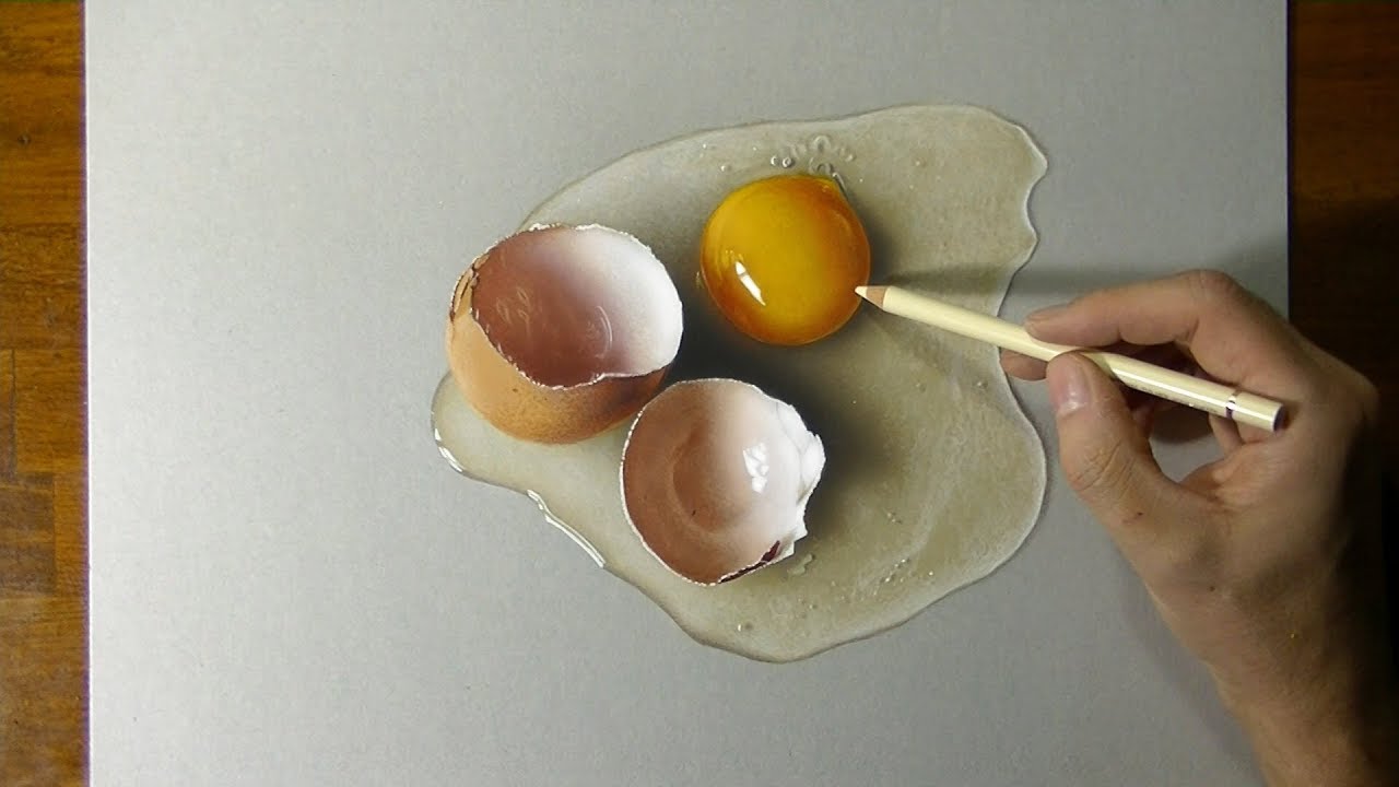 Drawing a broken egg 😱 so realistic that you can scramble it 🍳
