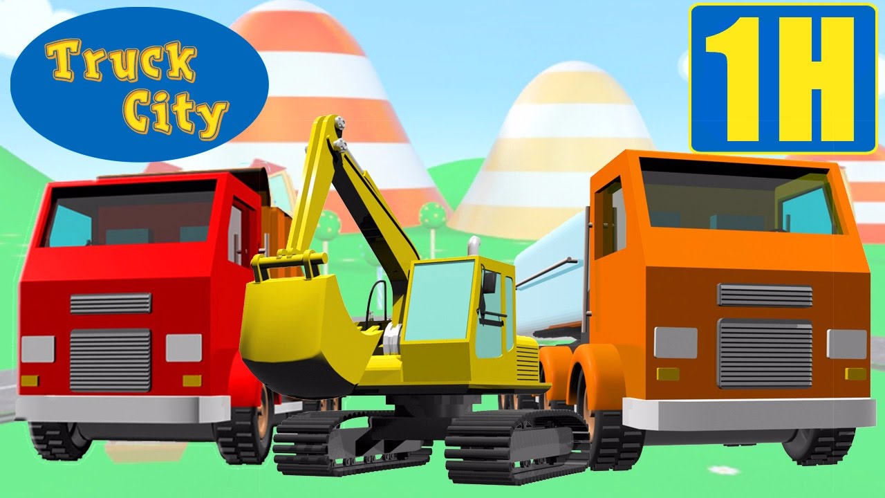 Máy xúc, Tháp cẩu, Xe ben , Thành phố xe tải| hoạt hình về xe tải xây dựng dành cho thiếu nhi