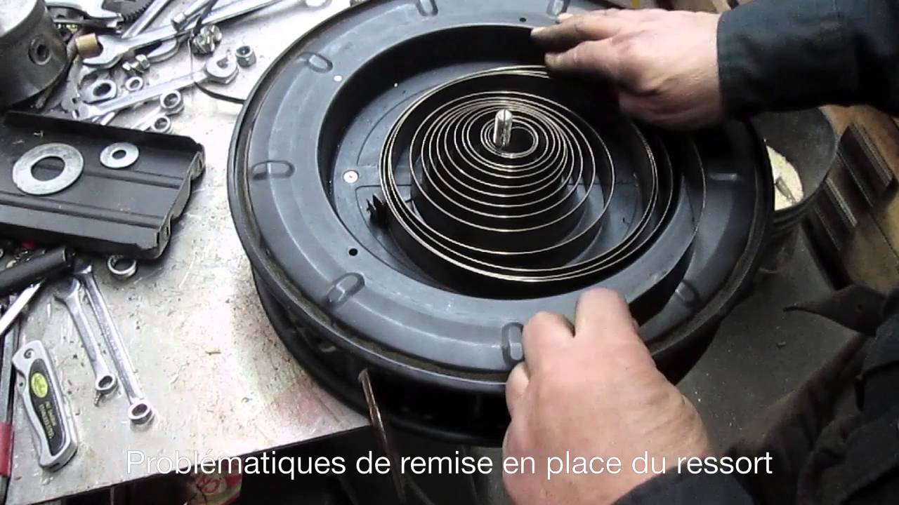 Réparation d'un ressort d'embobineuse de boyau à air/Hose reel spring repair