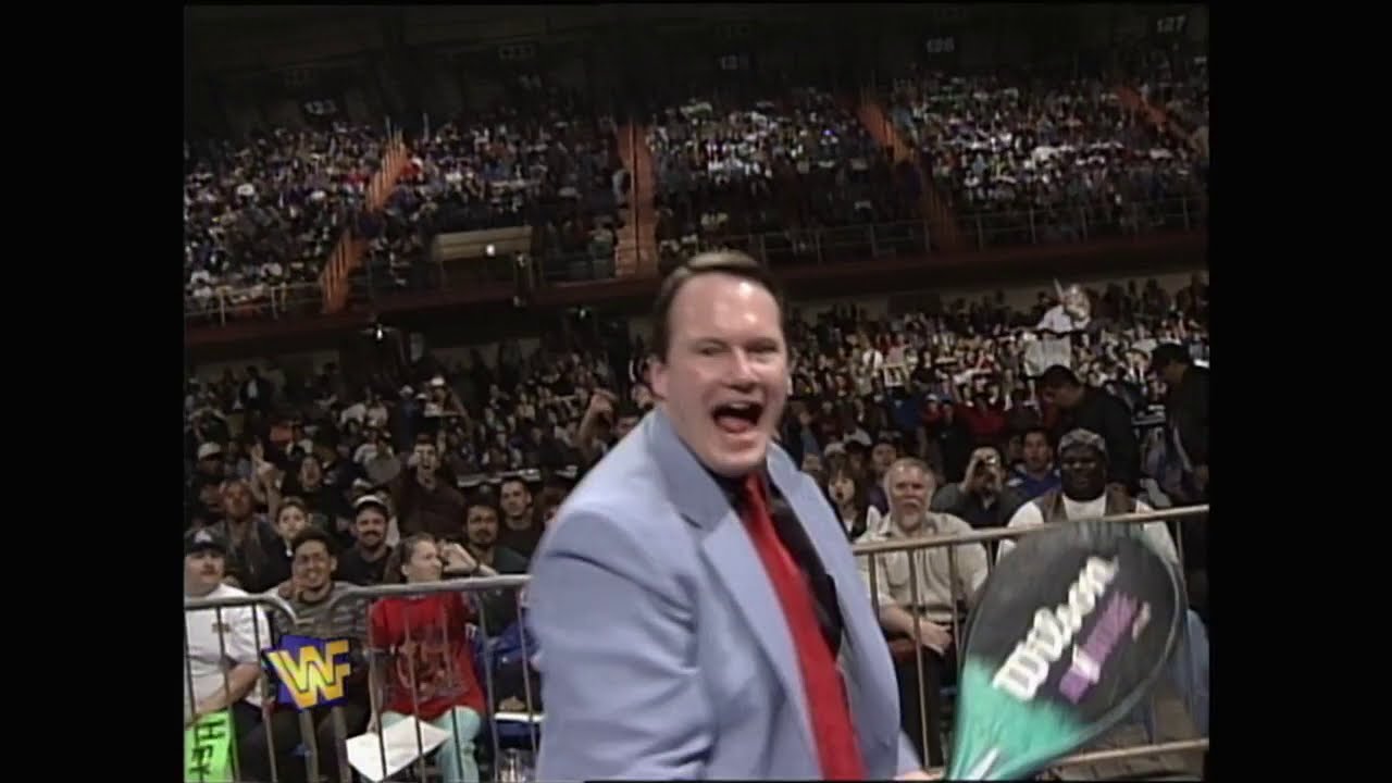 British Bulldog vs Jake the Snake. Jim Cornette interferes and gets chased off by Jake! (WWF)
