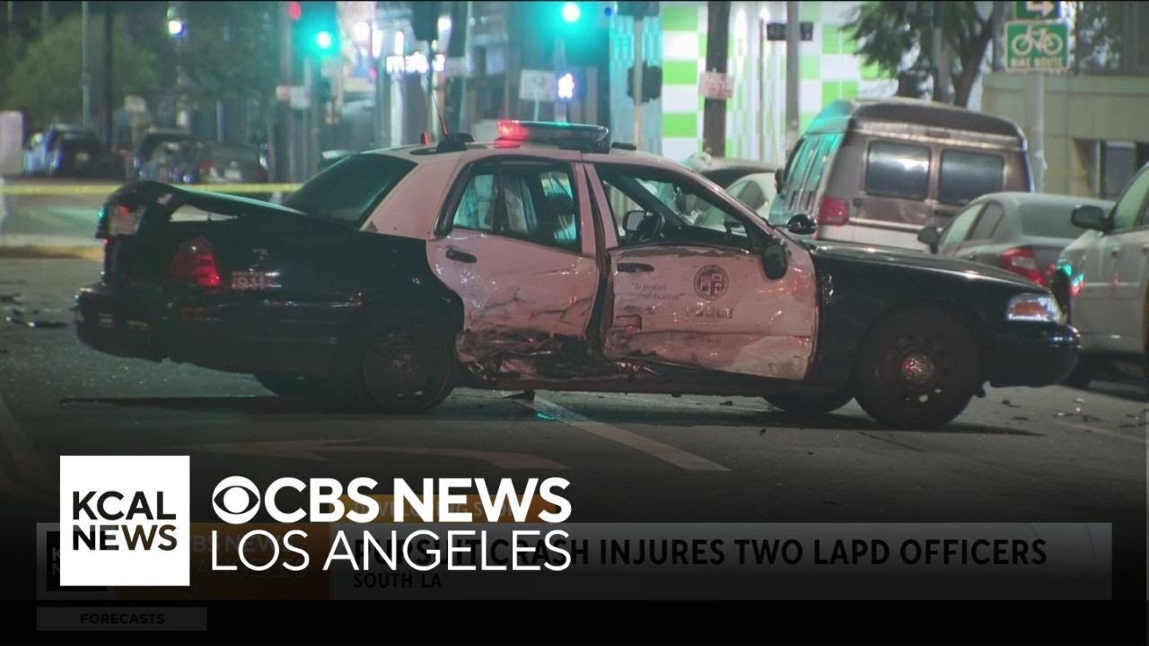 South LA pursuit crash injures 2 LAPD officers