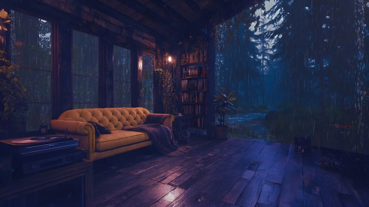 Deep Sleep with Heavy Rain & Healing Piano 🌧️ Cozy 70s Apartment | 10 Hours