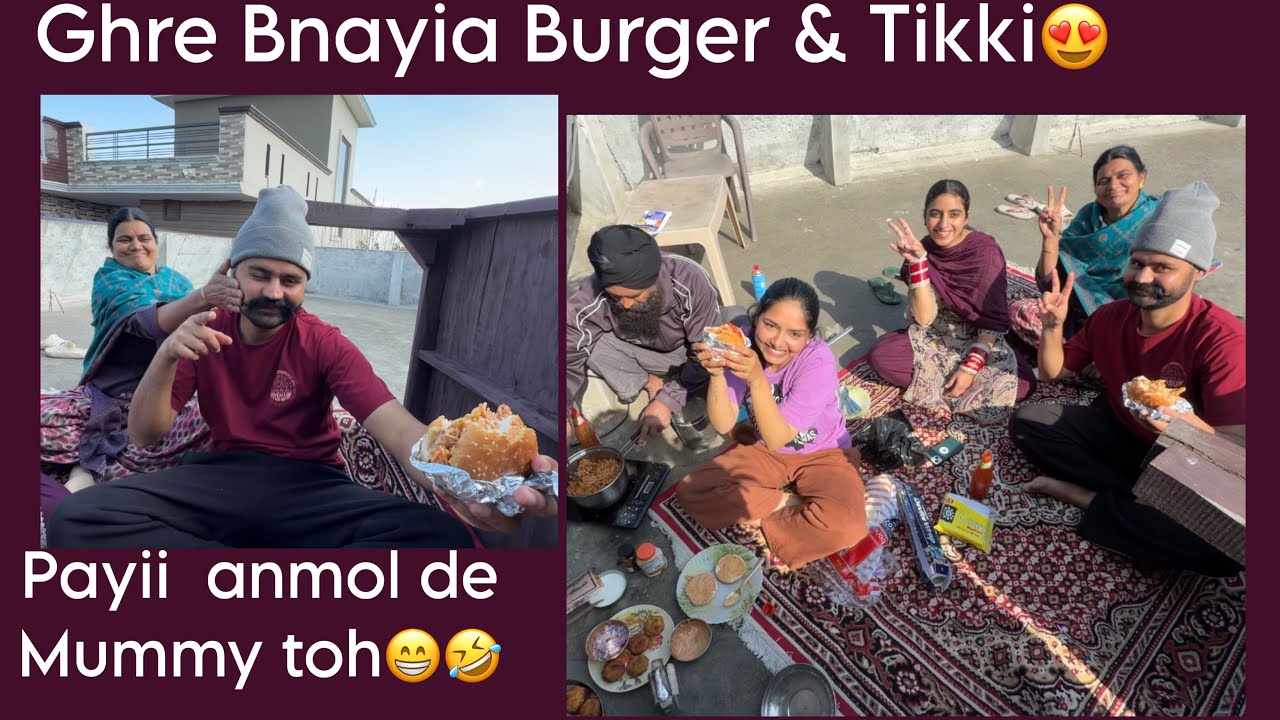Ghre Bnayia Burger with hasiya khediya😂 | Navhappy Bhullar