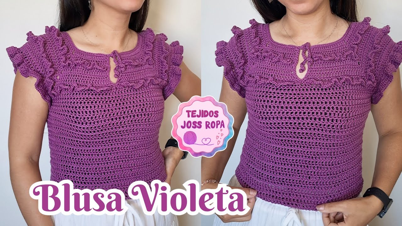 Blusa Violeta tejida con la técnica top down | Tejidos Joss ropa | canesu a crochet 