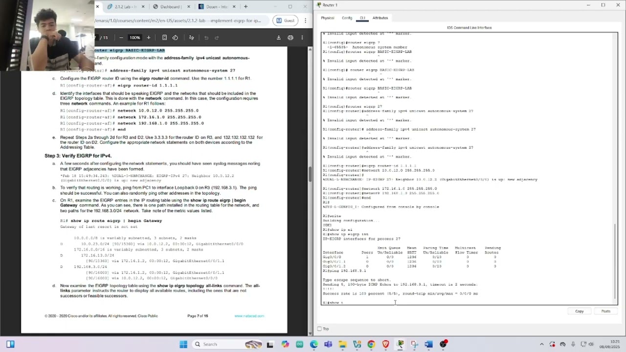 (Modul 2) 2.1.2 Lab Implement EIGRP for IPv4 Muhammad Hafizh Risqullah