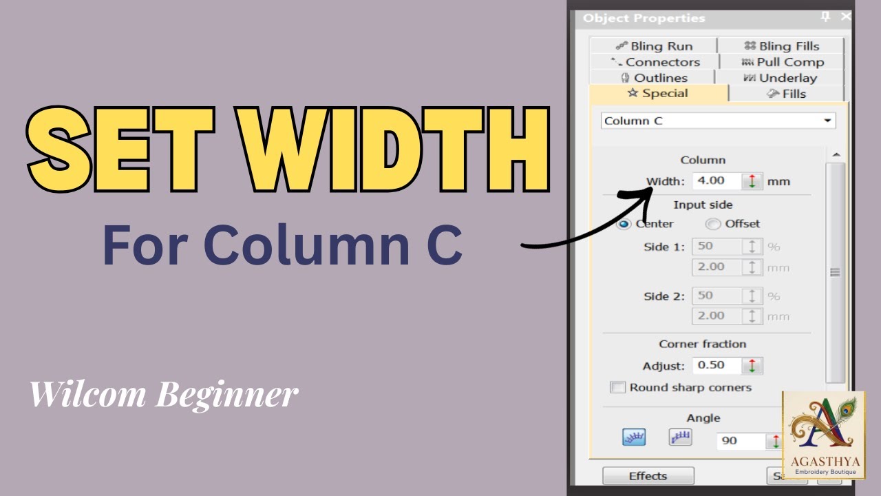 Wilcom Tutorial #11 | Set Width for Column C | Wilcom Beginner Tutorial