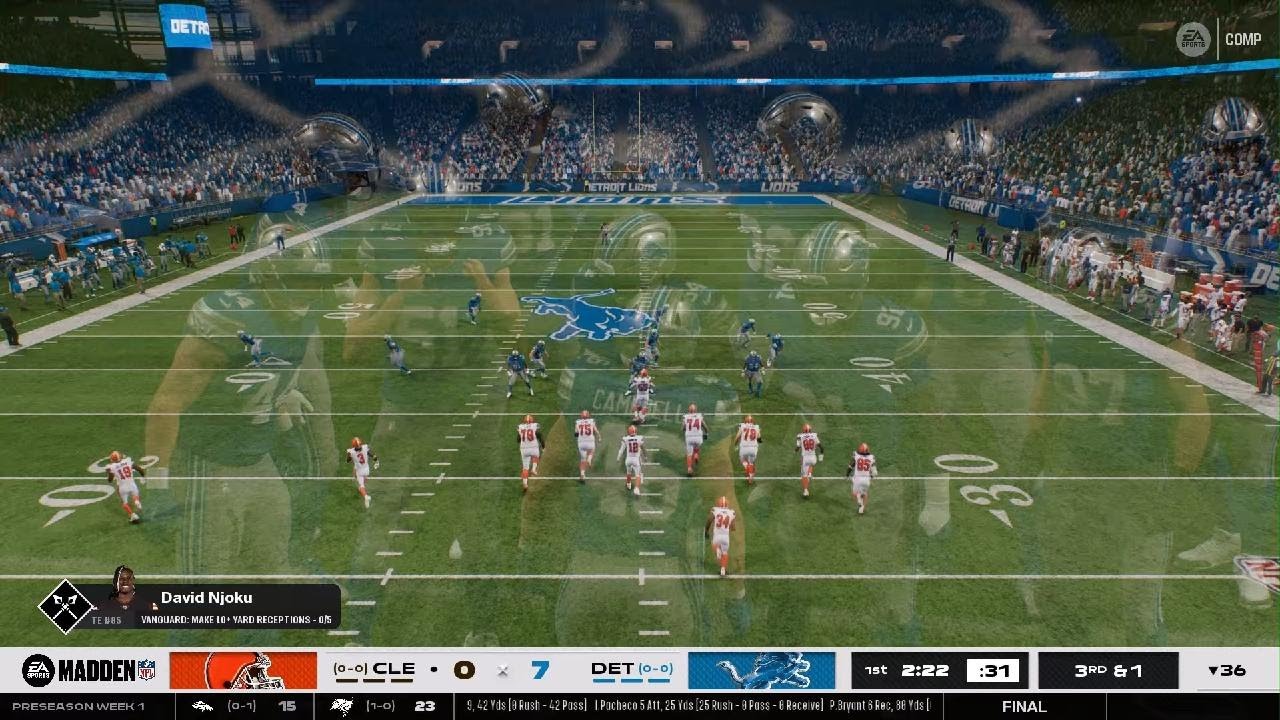 Madden NFL 26 2026 season preseason week 1 vs Detroit