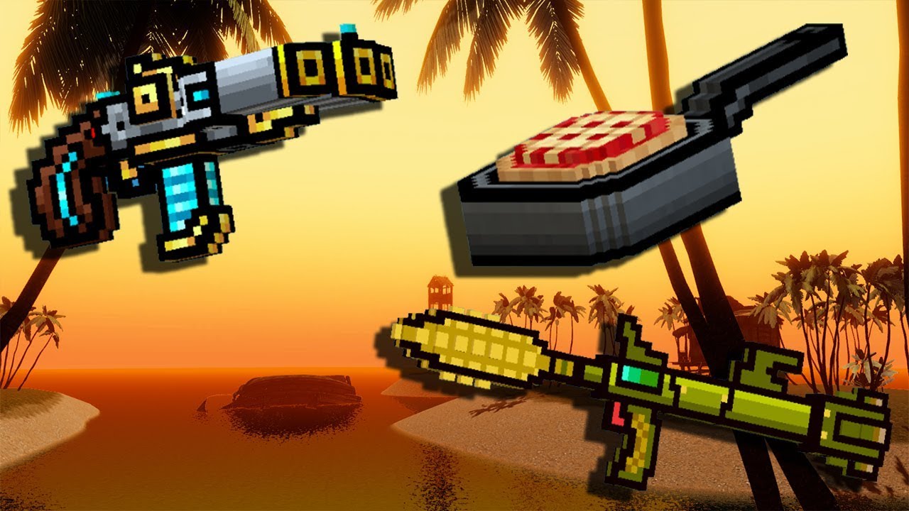 Pixel Gun 3D - Cyber Pilgrim Set Weapons Gameplay
