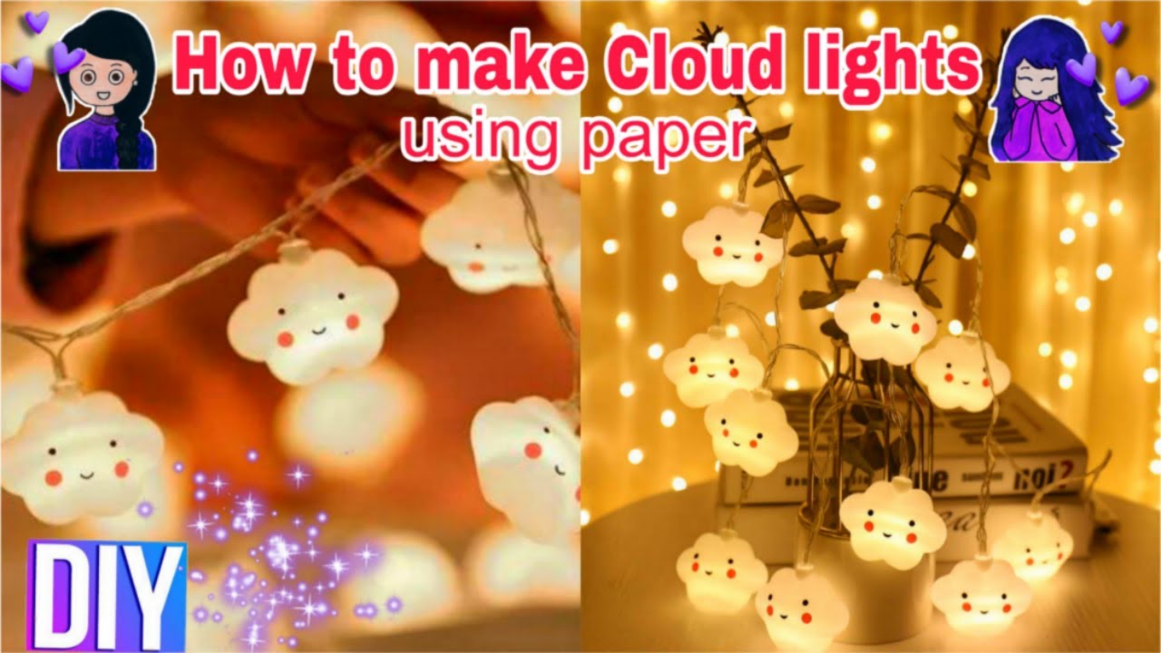 How to make Cloud Fairy Light for aesthetic room decor✨/K Drama home decor/Christmas or Diwali decor