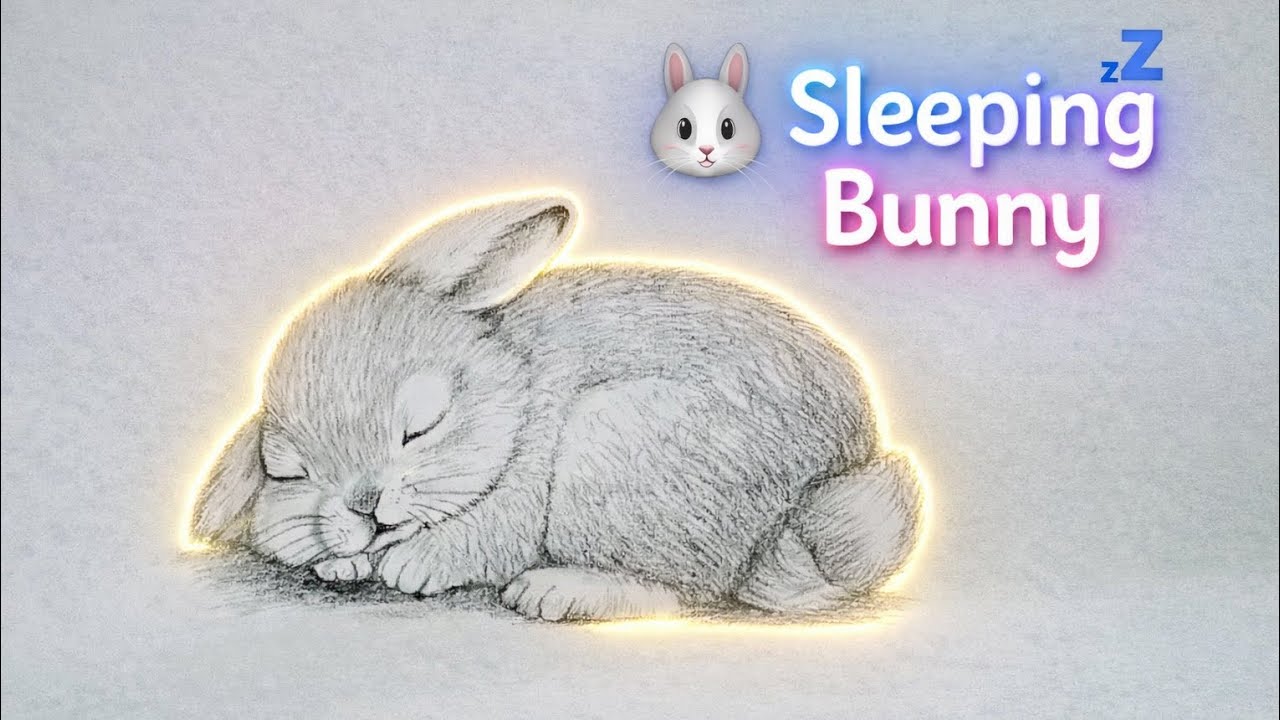 Cute Sleeping Bunny Drawing 🐰 | Pencil Sketch Art | Relaxing Rabbit Drawing