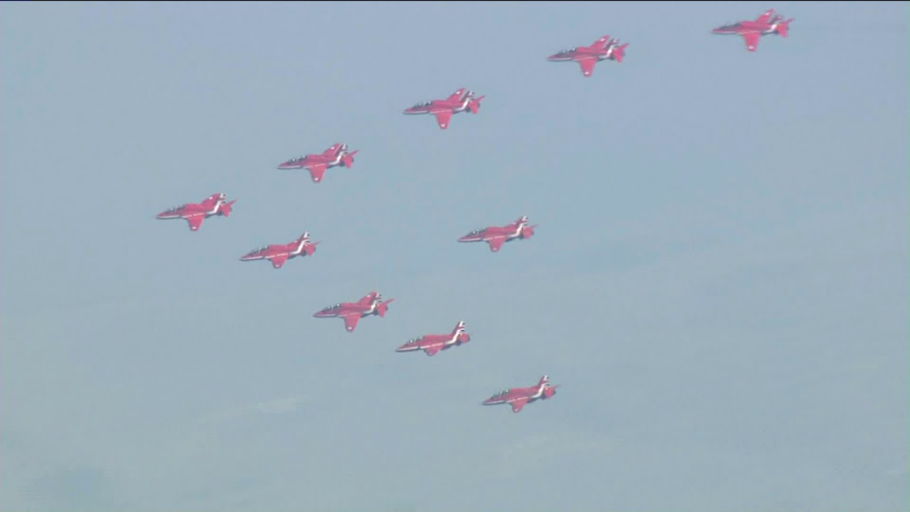 Royal Air Force's Red Arrows Fly Over Los Angeles