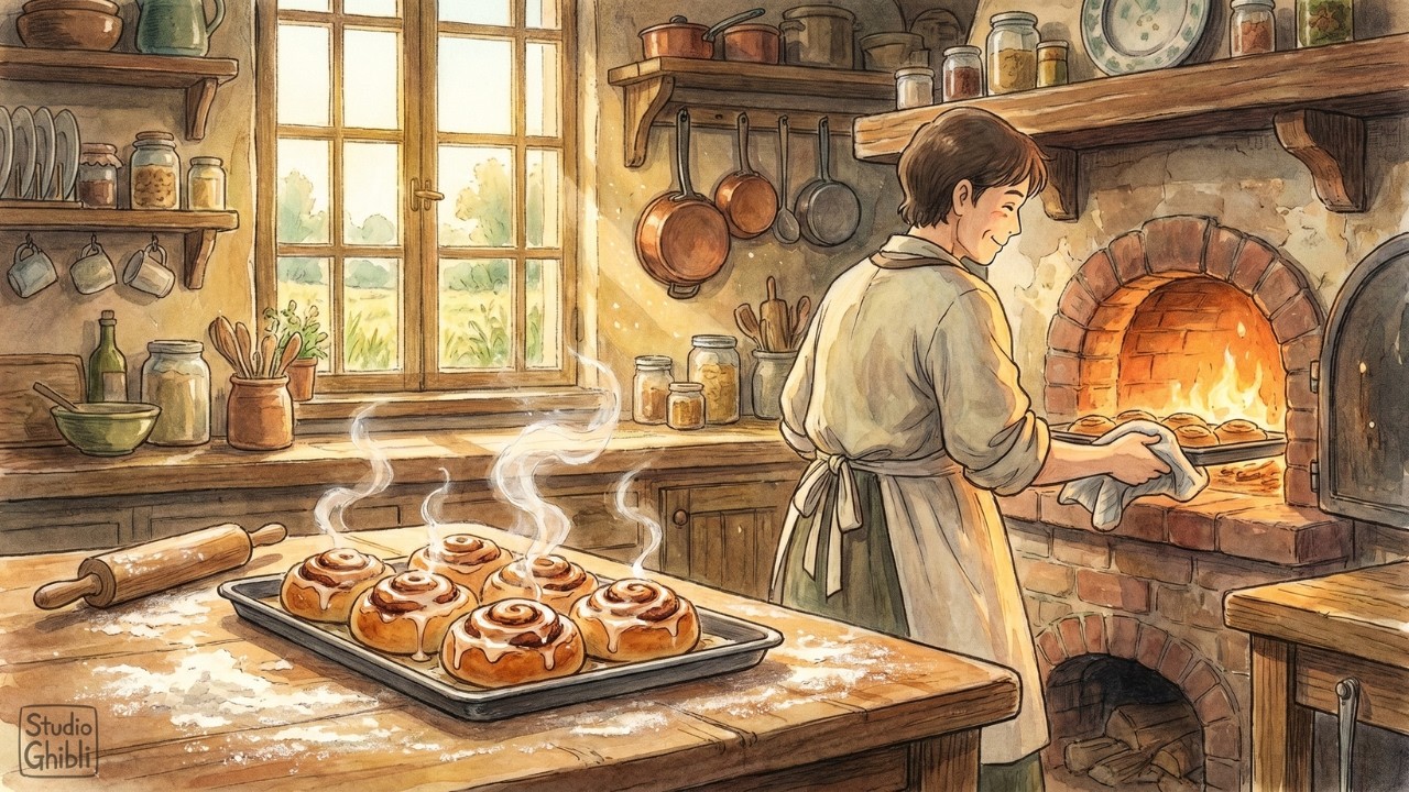 Sunday Baking: Fresh Cinnamon Rolls in an Old Countryside Oven | Cozy ASMR