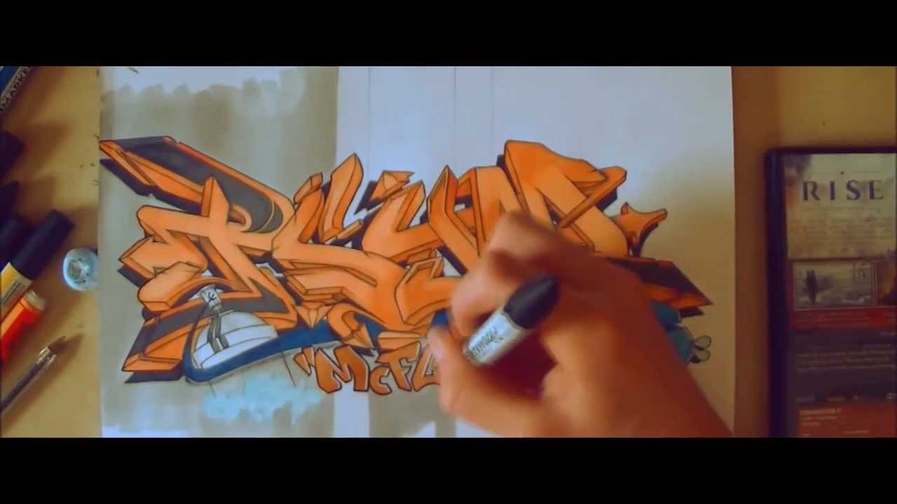 3D graffiti sketch style speed drawing sur papier // Blackbook piece 