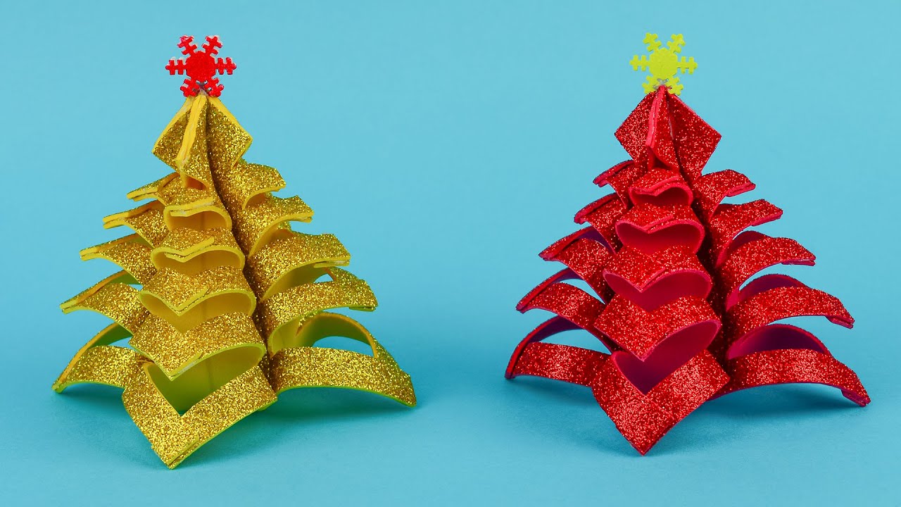 Christmas tree with glitter foam | How to make christmas tree | Christmas crafts