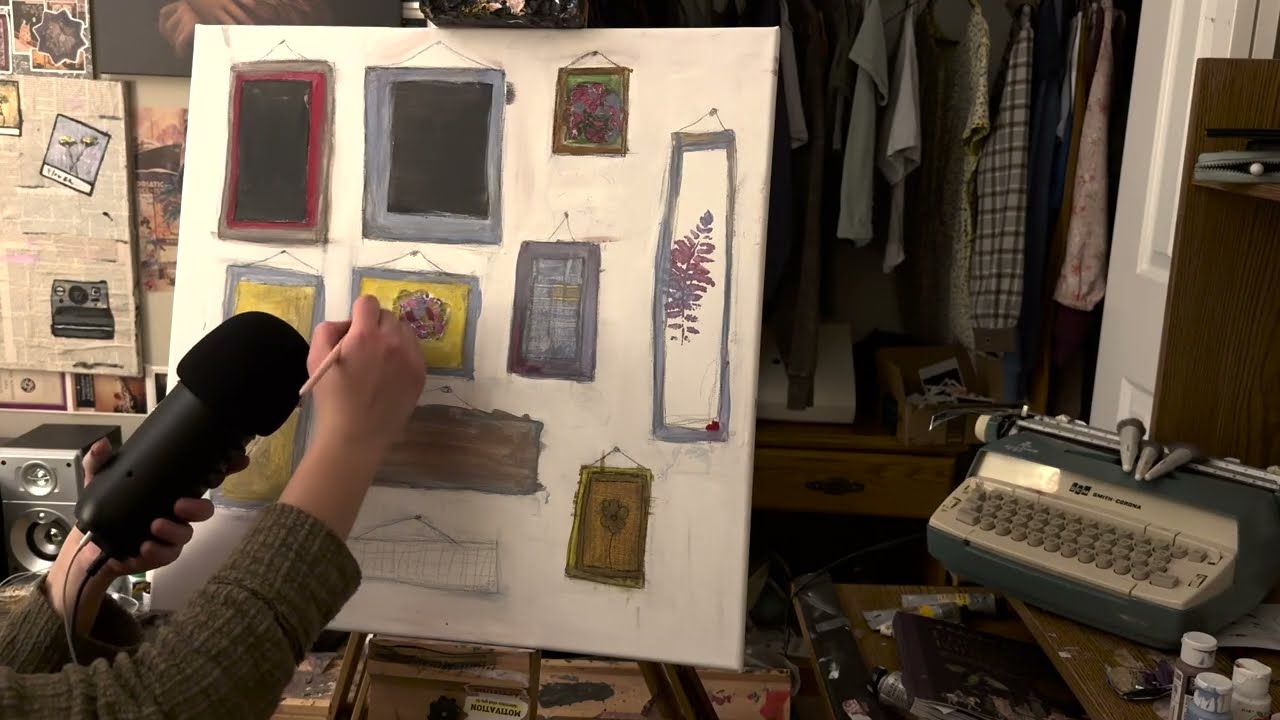 ASMR| Drawing and paint bush sounds on a Canvas|| Part.2 | #asmr #asmrfyp