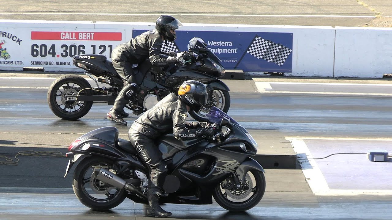 Hayabusa vs Kawasaki Ninja zx14 - superbikes drag racing