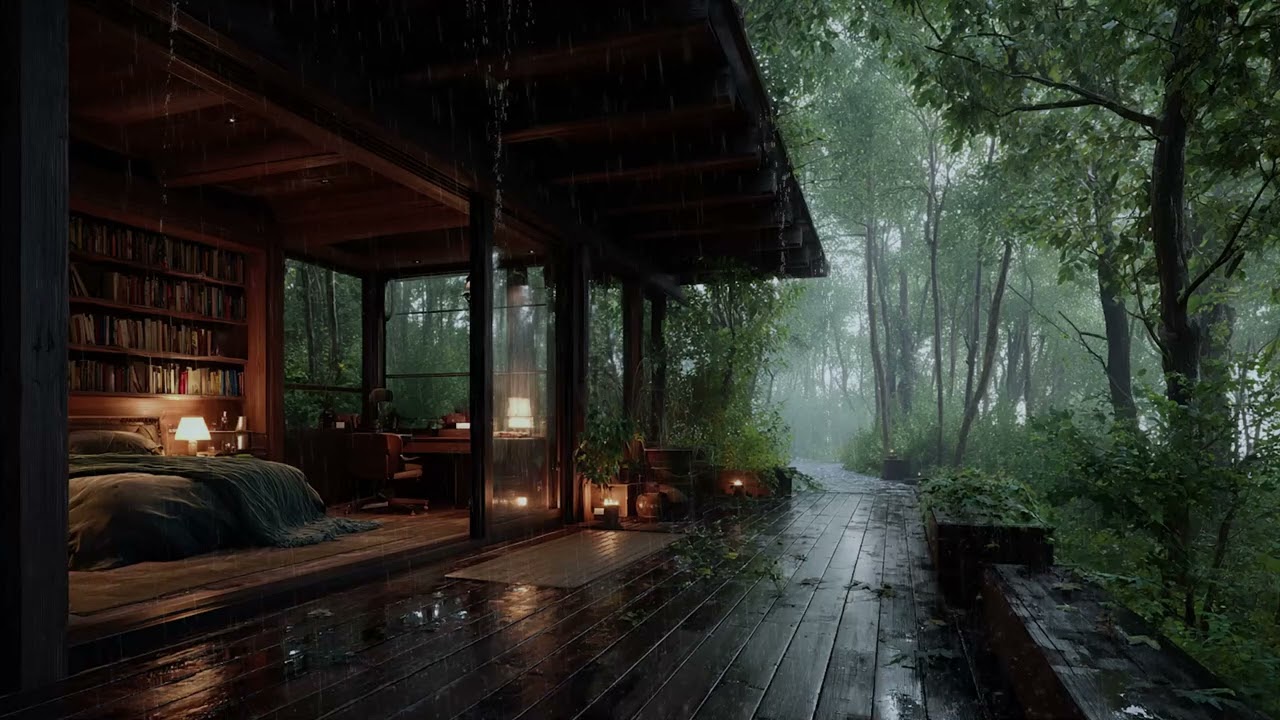 Some peace only comes with rain 🌲🌧️ 3 Hours of Rain Sounds | Cozy Forest Cabin | Relaxing ASMR