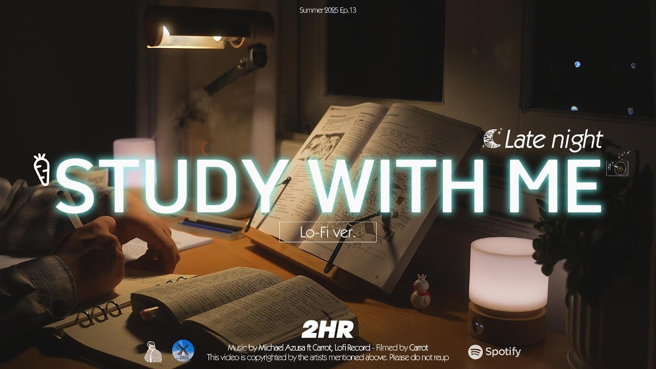 2-HOUR STUDY WITH ME | Relaxing Lo-Fi️ 🍊, Fire Crackle🔥 | Pomodoro 50-10 | Late night🌙