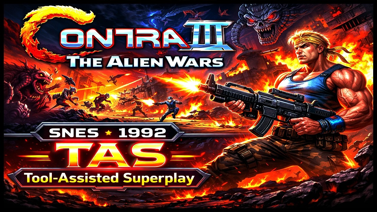 【TAS】CONTRA III: ALIEN WARS 👽 (SNES \ 1992 \ HARD MODE)