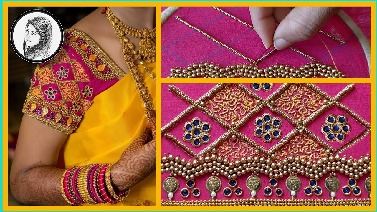 Maggam Work With Normal Needle (Allover Hand Design #8)(Bridal Collection)
