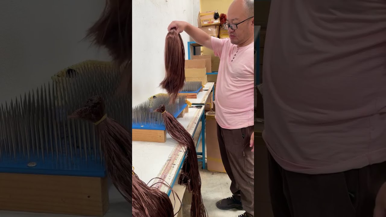 African synthetic wig making, pre-processing: color mixing. Wig making skills. Handmade. (277)