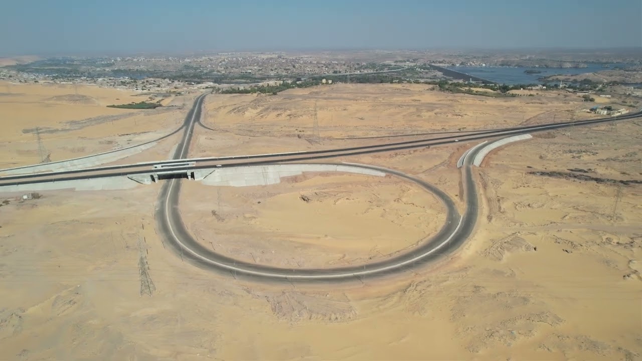 تصوير جوي لمحور بديل خزان اسوان بمحافظة اسوان