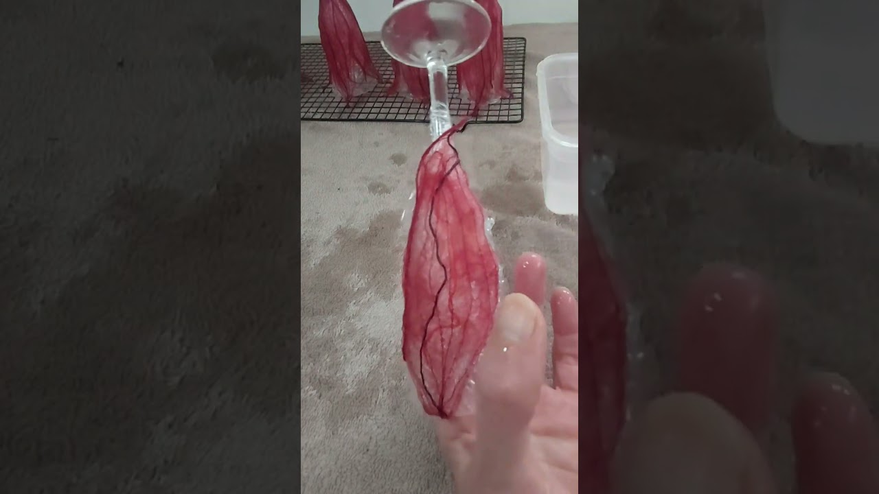 Water soluble fabric. The making of a soft sculpture flower. Dissolving fabric and petal layout.