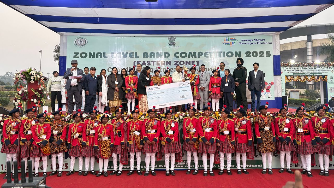  KGBV kanke pipe band girls winner of east zonal level  pipe band competition 