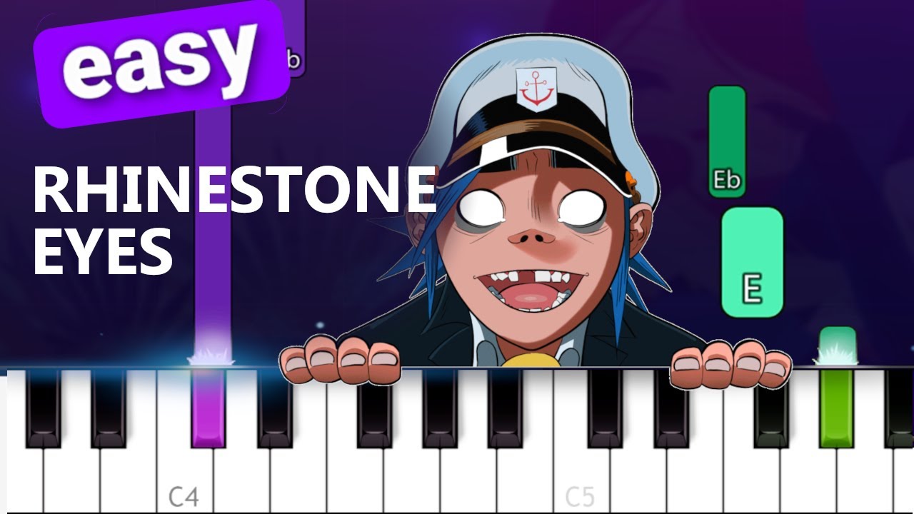 Gorillaz - Rhinestone Eyes EASY PIANO TUTORIAL