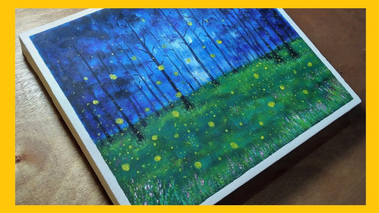 ✅ Pintura Bosque de Luciérnagas / Técnica de Pintura Acrílica Fácil / Tutorial #57