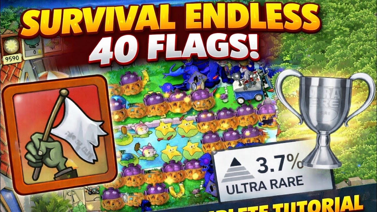 PvZ replanted Survival endless 40 flags tutorial part 1